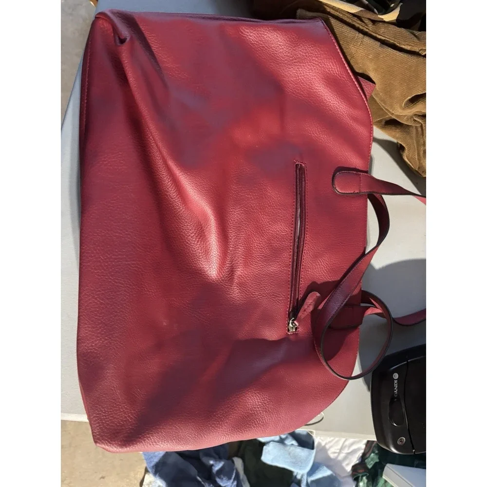 Black Rivet Red Flower Large Hand‎ Bag